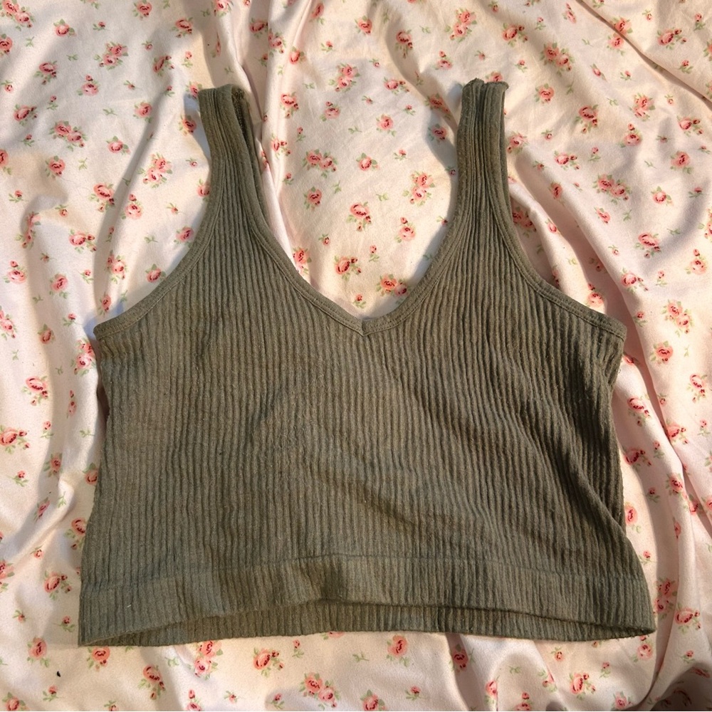 out from under olive green ribbed tank top